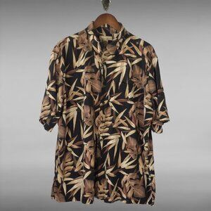 Kona Kai Men’s Button-Down Cotton Shirt Leaf Print Size 2X